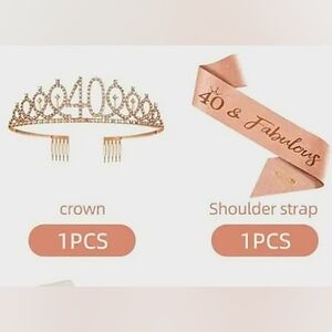 Happy 40 year anniversary bundle of HAPPY BIRTHDAY banner, Crown, Shoulder strap